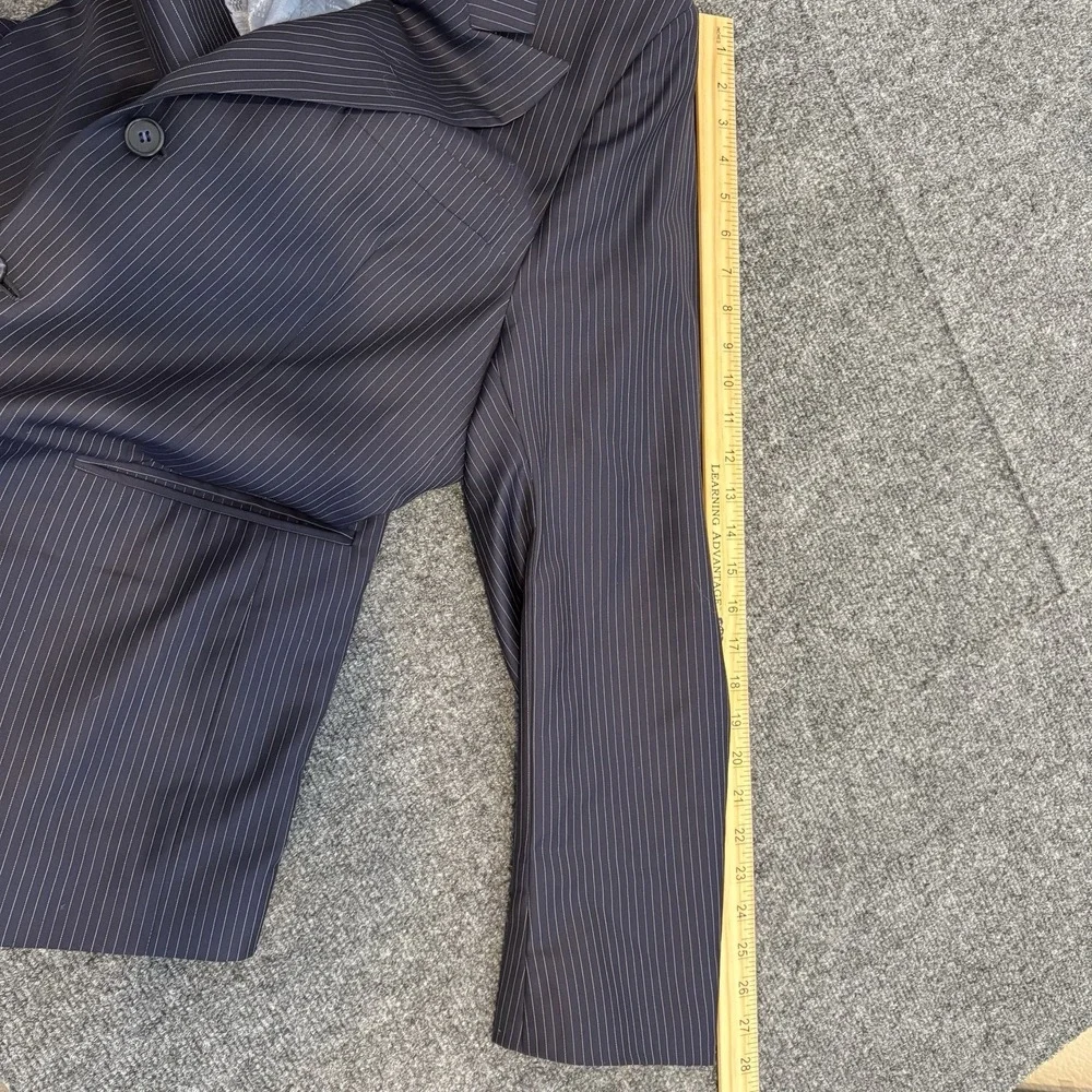 Ermenegildo ZEGNA Trofeo Blue Wool Lined Pinstripe Coat Blazer‎ Jacket Men Sz 45